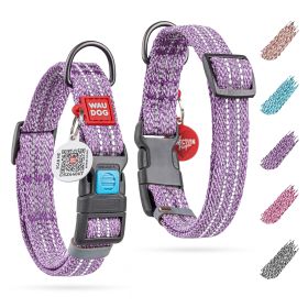 Reflective Cotton Dog Collar Eco Friendly Alt to Nylon Collar for Small Medium and Large Dogs Adjustable Male Female Dog Collar 14-23 inch Neck x